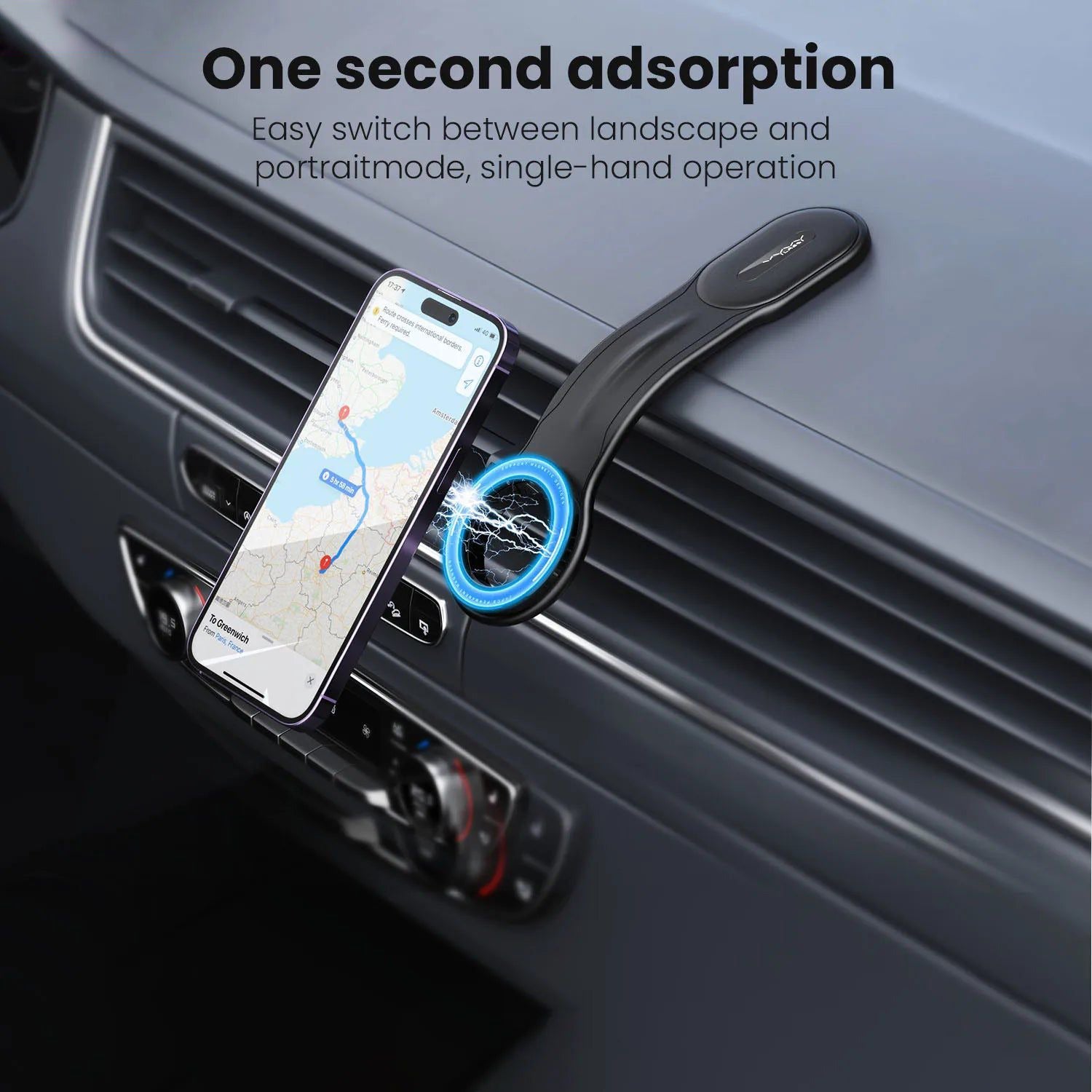Moxedo Magnetic Car Mount Phone Holder absorbing the mobile