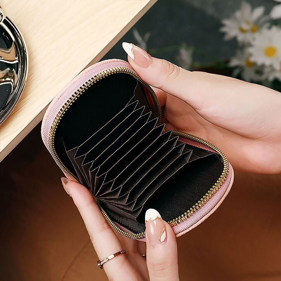 lady has opened Cute Penguin Credit Card Coin Wallet