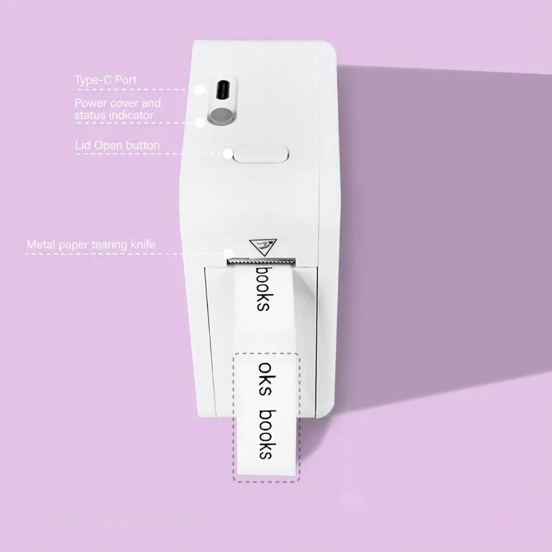 طابعة ملصقات حرارية لاسلكية من - بلوتوث، محمولة للسعر، الاسم، الملصقات، متوافقة مع أنظمة التشغيل أندرويد وآي أو إس