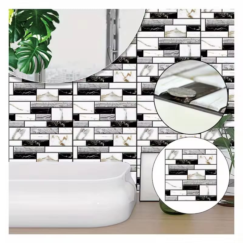 ملصقات حائط ثلاثية الأبعاد، 10 قطع بنمط الطوب ذاتي اللصق، ألواح حائط مقاومة للماء للحمام والمطبخ وغرفة المعيشة