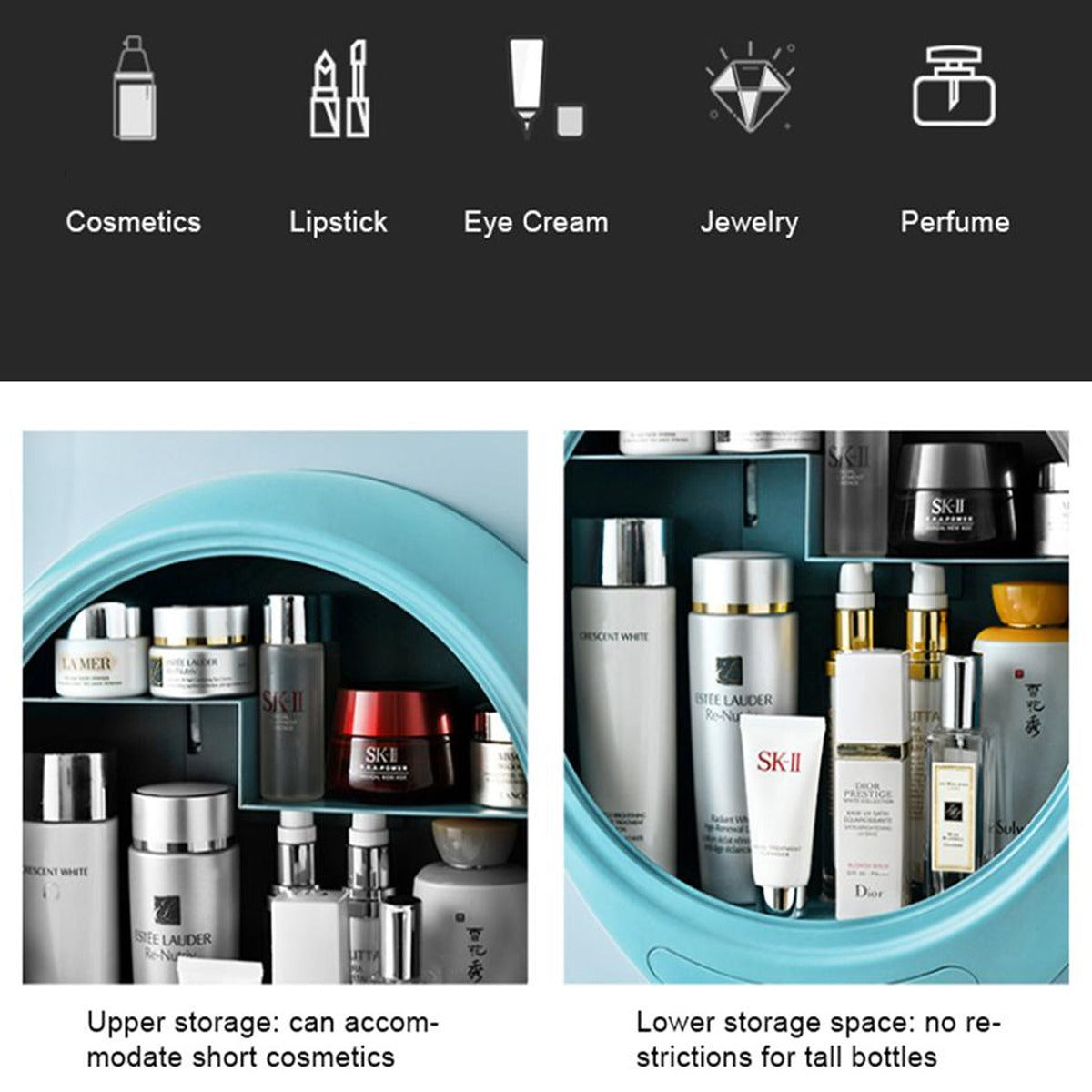 Wall Mount Large Capacity Bathroom Cosmetics Storage Box