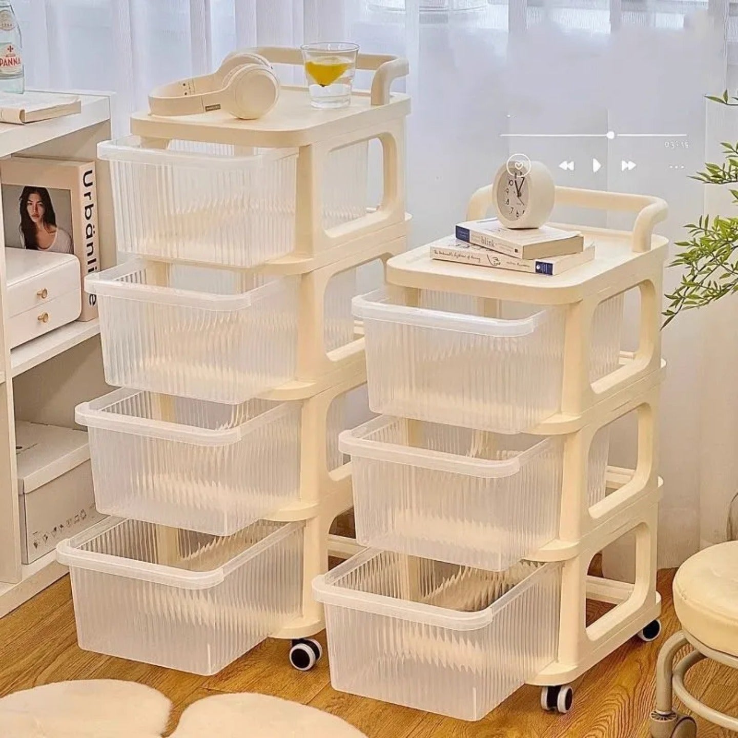 Multifunctional Storage Trolley Rack, Multi- Tier Drawer Cabinet For Kitchen, Bedroom, Office