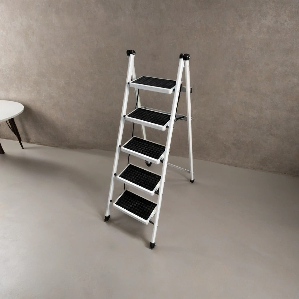Folding 5 Step Ladder, Portable Step Stool with Anti-Slip Wide Pedal for Indoor, Outdoor