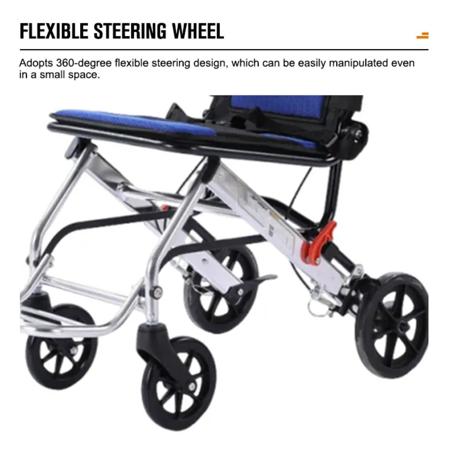 Portable Folding Travel Wheelchair with Hand Brake, Aircraft Transport Chair for Travel & Daily Use