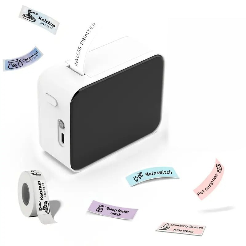 طابعة ملصقات حرارية لاسلكية من - بلوتوث، محمولة للسعر، الاسم، الملصقات، متوافقة مع أنظمة التشغيل أندرويد وآي أو إس