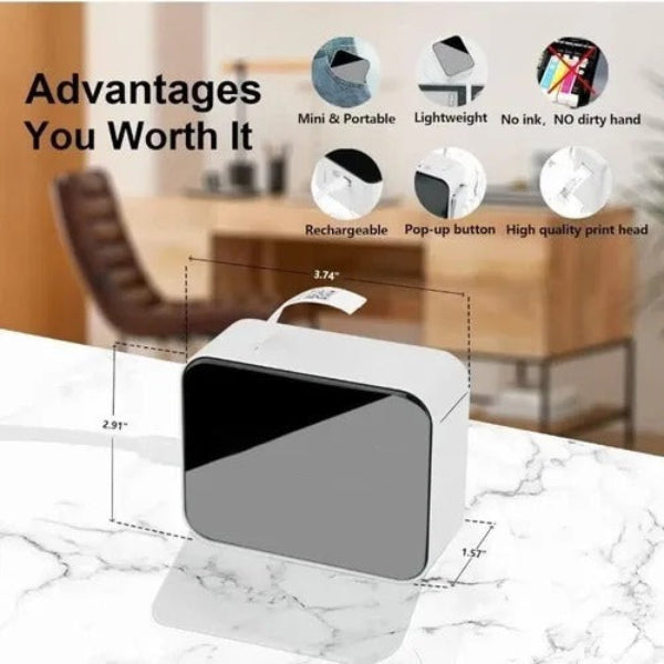 Wireless Thermal Label Printer - Bluetooth Mini Pocket Printer for Price, Name, Stickers, Android & IOS Compatible