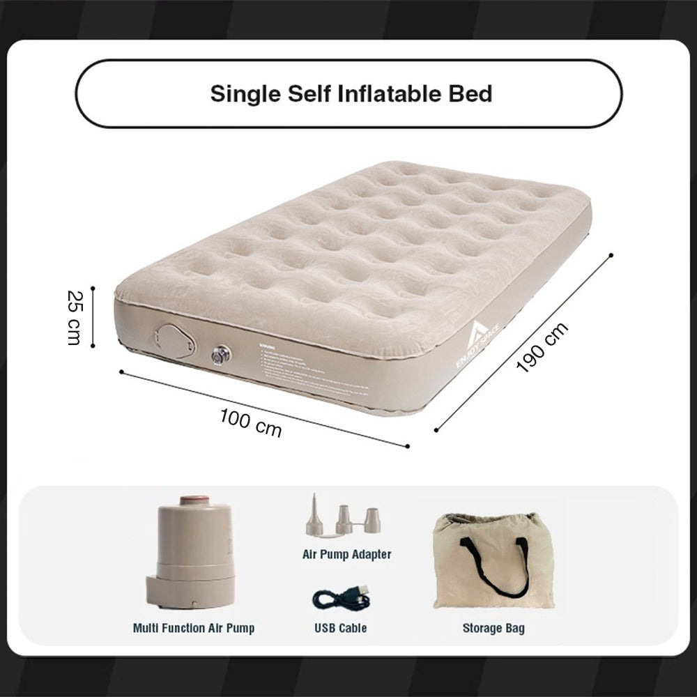 Portable Inflatable Mattress for Outdoor Camping Travel with Built-in Inflating Pump