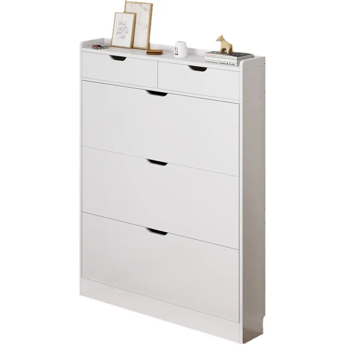 Shoe Cabinet Shelf with Flip Drawers, Space-Saving Shoe Storage Organizer Rack for Entryway