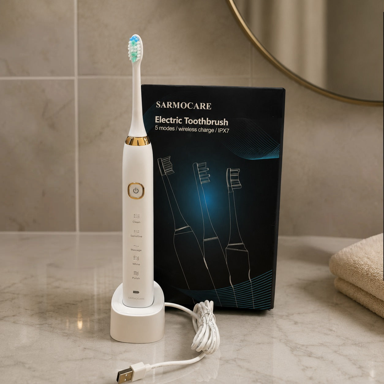 Electric Toothbrush with 5 Brushing Modes, Wireless Charging