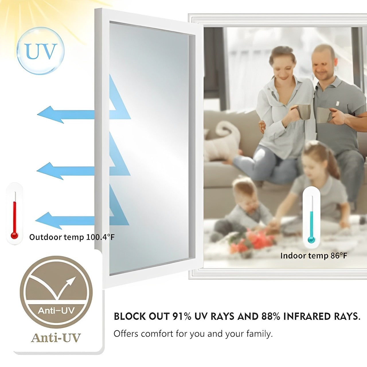 Window Privacy Film is Coated On The Windows Of The House And Family Enjoys By Blocking UV Rays and Infrared Rays.