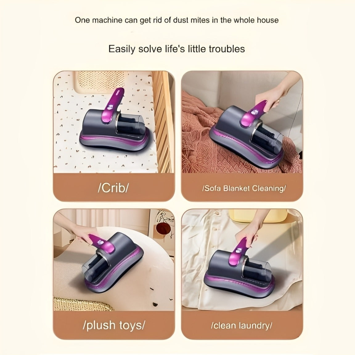 A Person is Cleaning Different Spaces Using Wireless Dust Mite Removal Vacuum Cleaner.