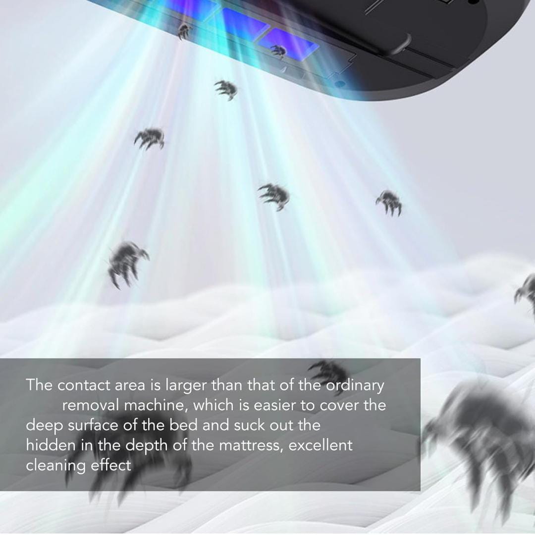 A Wireless Dust Mite Removal Vacuum Cleaner is Absorbing Dust Mites.