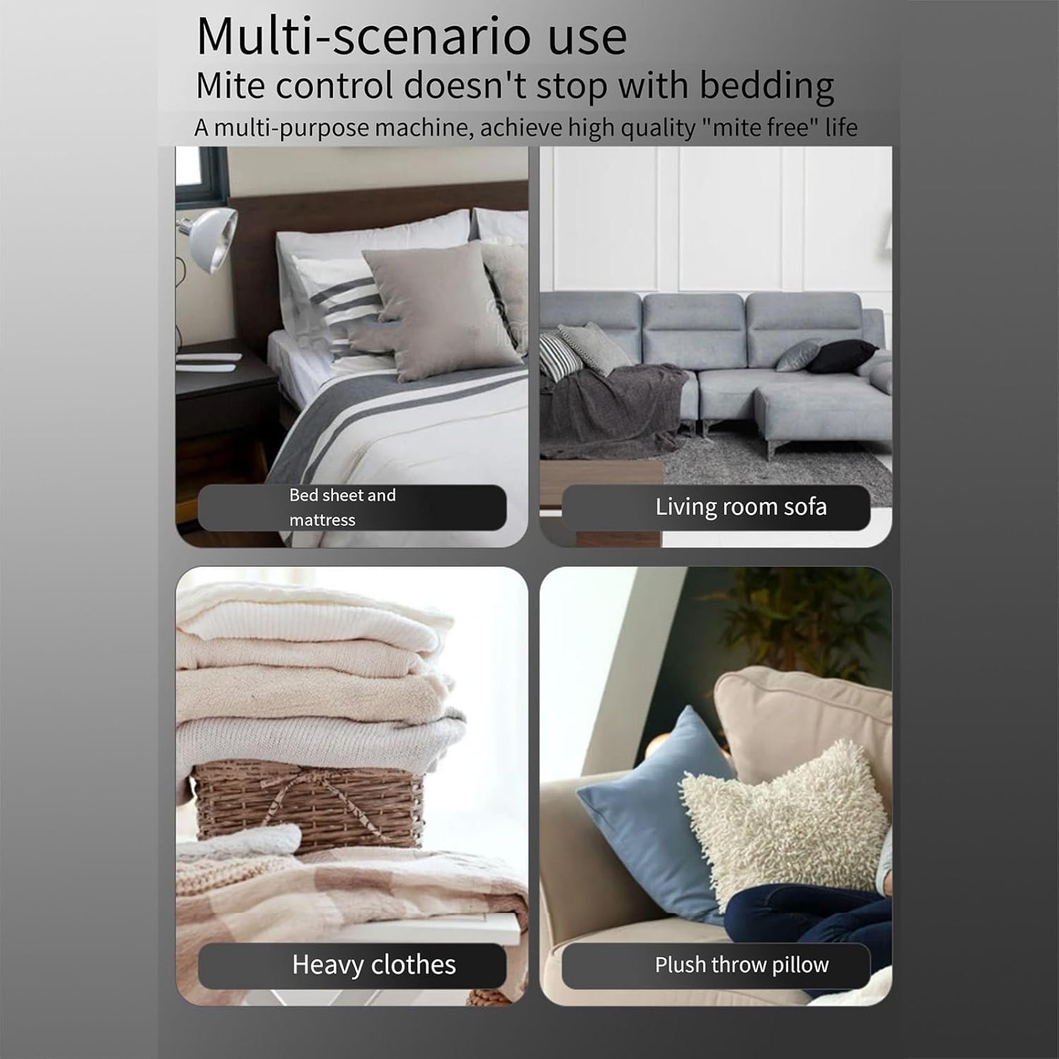 Multiple Usage Scenarios Of Wireless Dust Mite Removal Vacuum Cleaner.