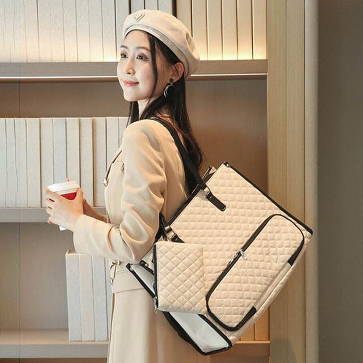 A Woman is Carrying Women Tote Lunch Bag.