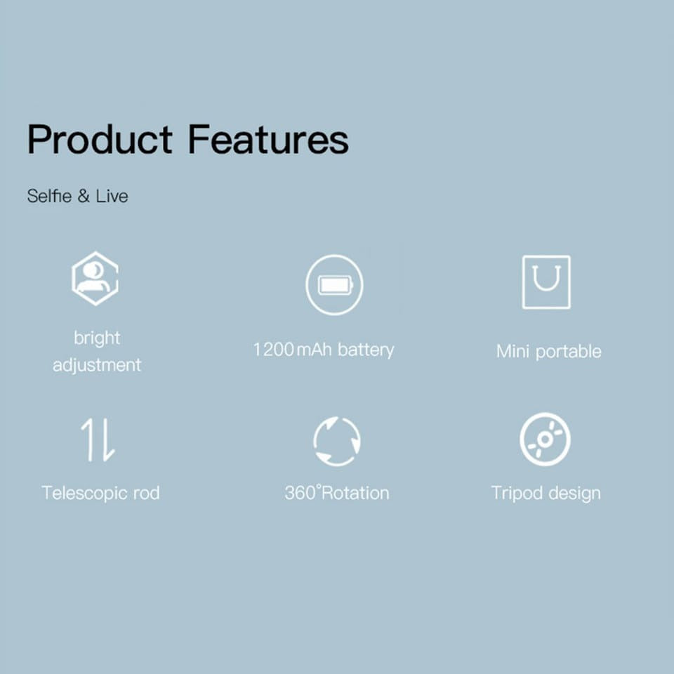 Features Of YESIDO Selfie Stick With Wireless Ring Light Tripod.