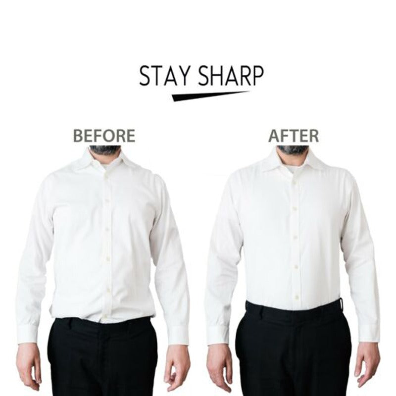 before & after of Mens Shirt Stays Garters