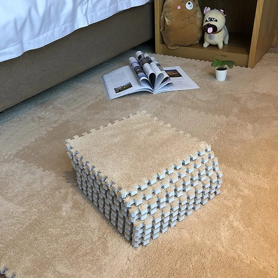 Beige Carpet Tile Floor Mat.