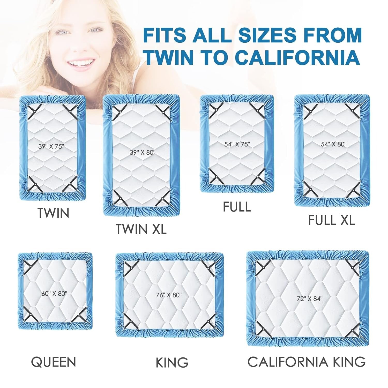 Triangle Elastic Suspenders with Gripper Clips for Bedsheets, Mattresses fits all sizes