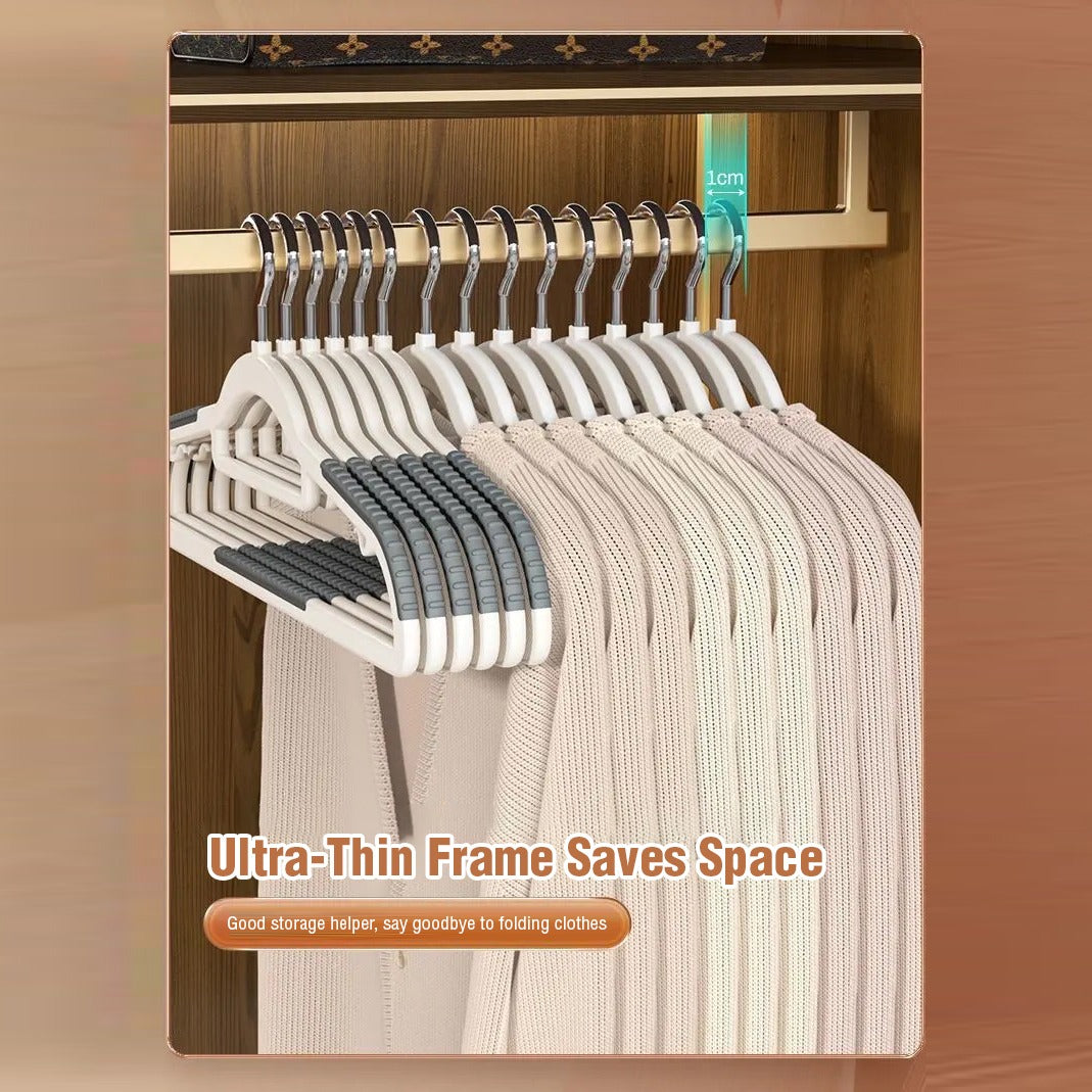 A clothing hangers displaying various garments