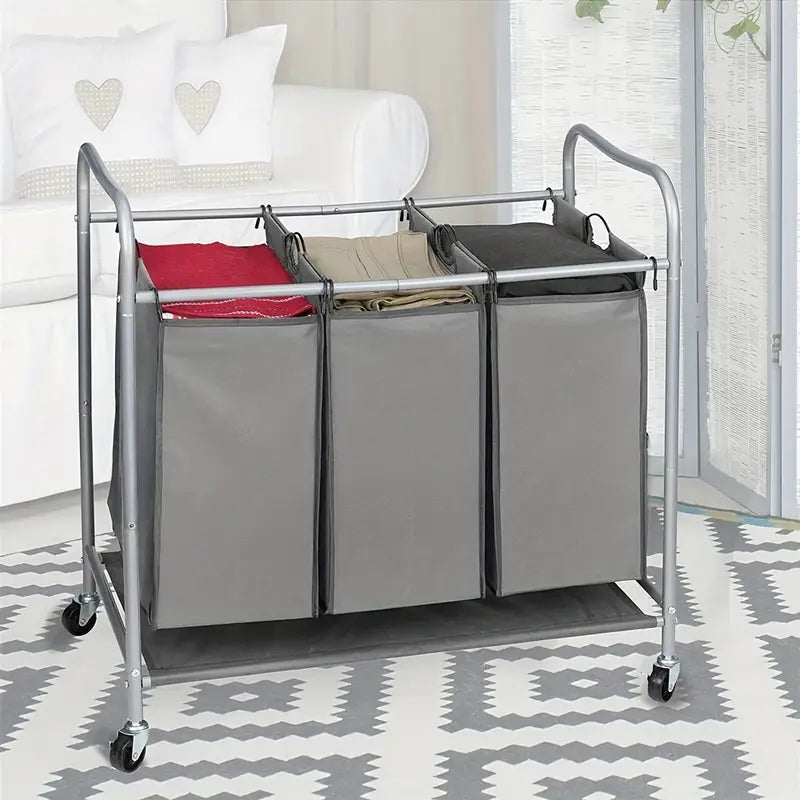 Heavy Duty Laundry Sorter Cart, Rolling Laundry Hamper with 3 Bags