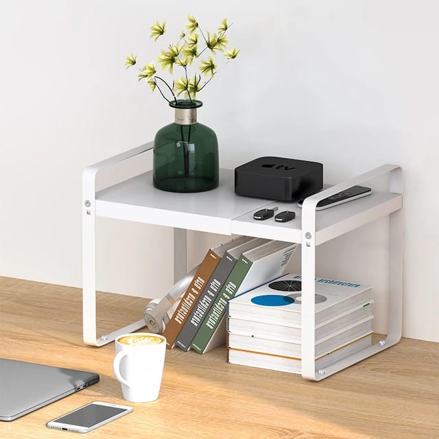 Storage Rack Holding Different Items.