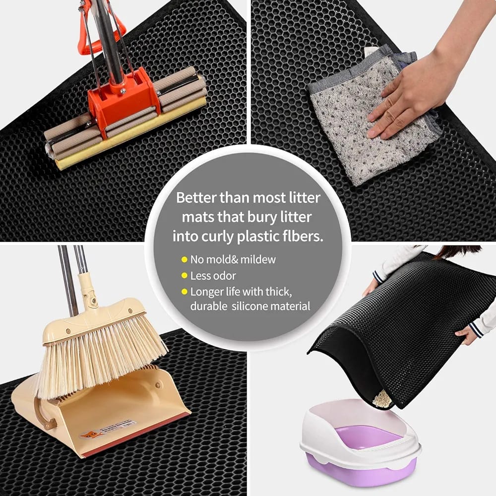 Cleaning of Cat Litter Tray Mat.