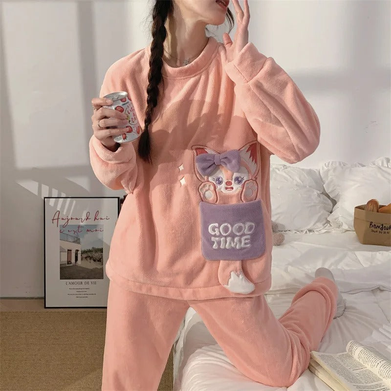 women in pajama winter wear