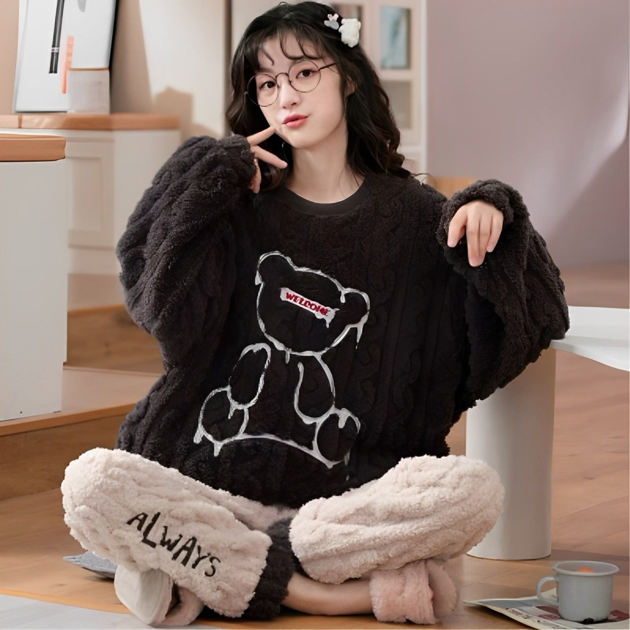 women in pajama winter wear