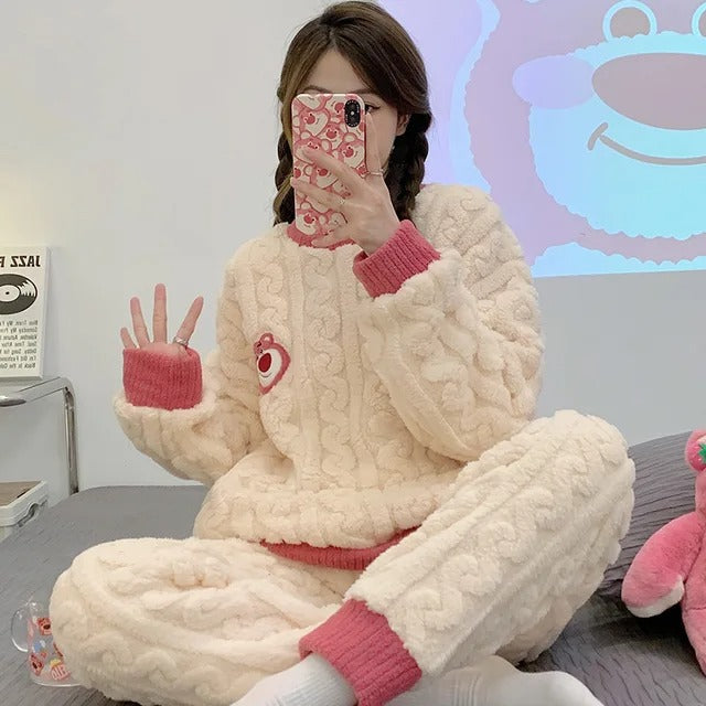 women in pajama winter wear