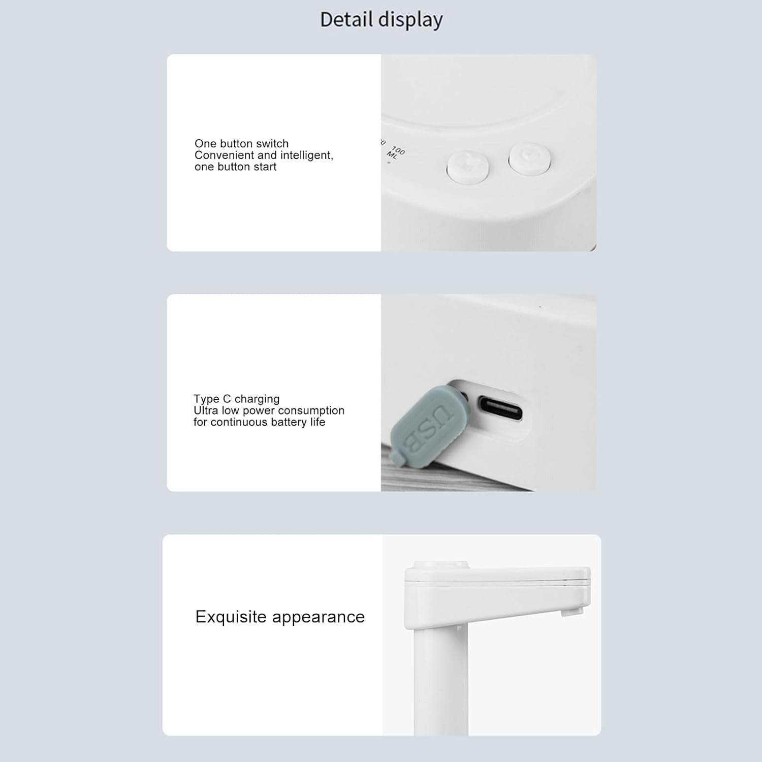 detail display of desktop water pump