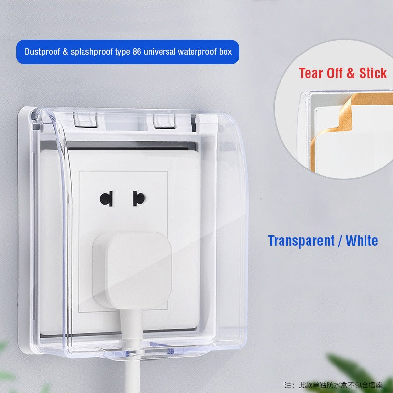Switch Socket Waterproof Cover - Bathroom Splash-Proof Protector, Transparent Adhesive Box for Outlet Safety