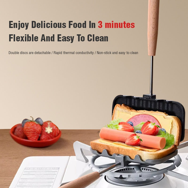 a sandwich with sausage and fruit on Double-Sided Breakfast Sandwich Maker