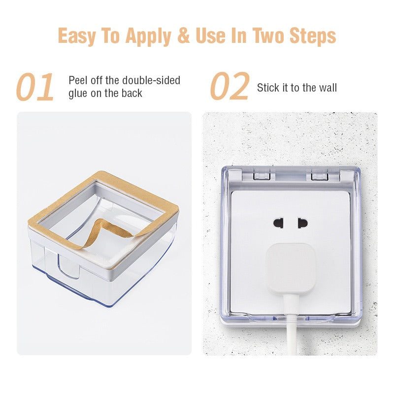 Switch Socket Waterproof Cover - Bathroom Splash-Proof Protector, Transparent Adhesive Box for Outlet Safety
