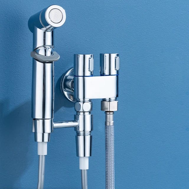 Handheld Bidet Sprayer for Toilet in Silver Color.