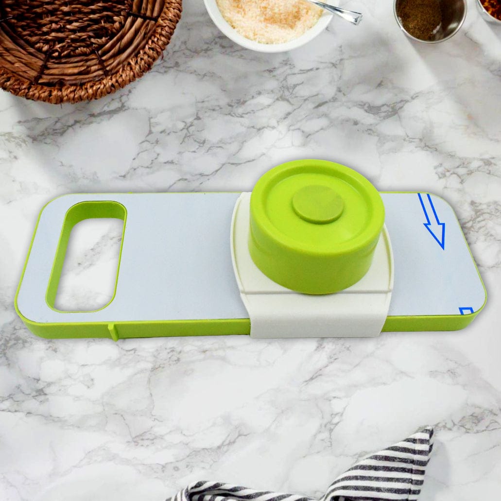 Vegetable slicer at countertop.