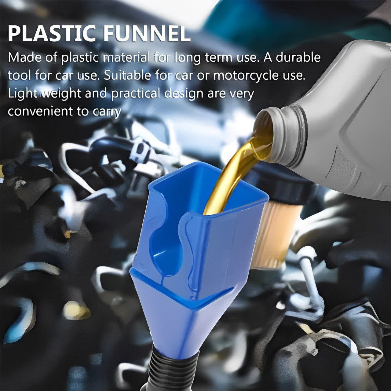 Fuel is Filled Using Portable Fuel Funnel.