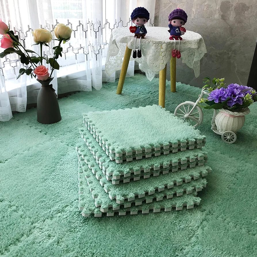 Green Carpet Tile Floor Mat.