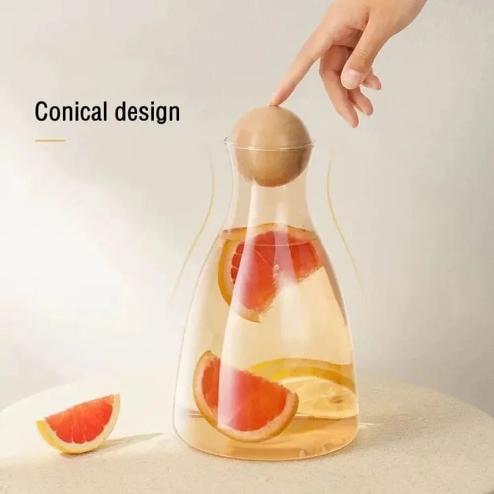 conical design of glass set jug with cork