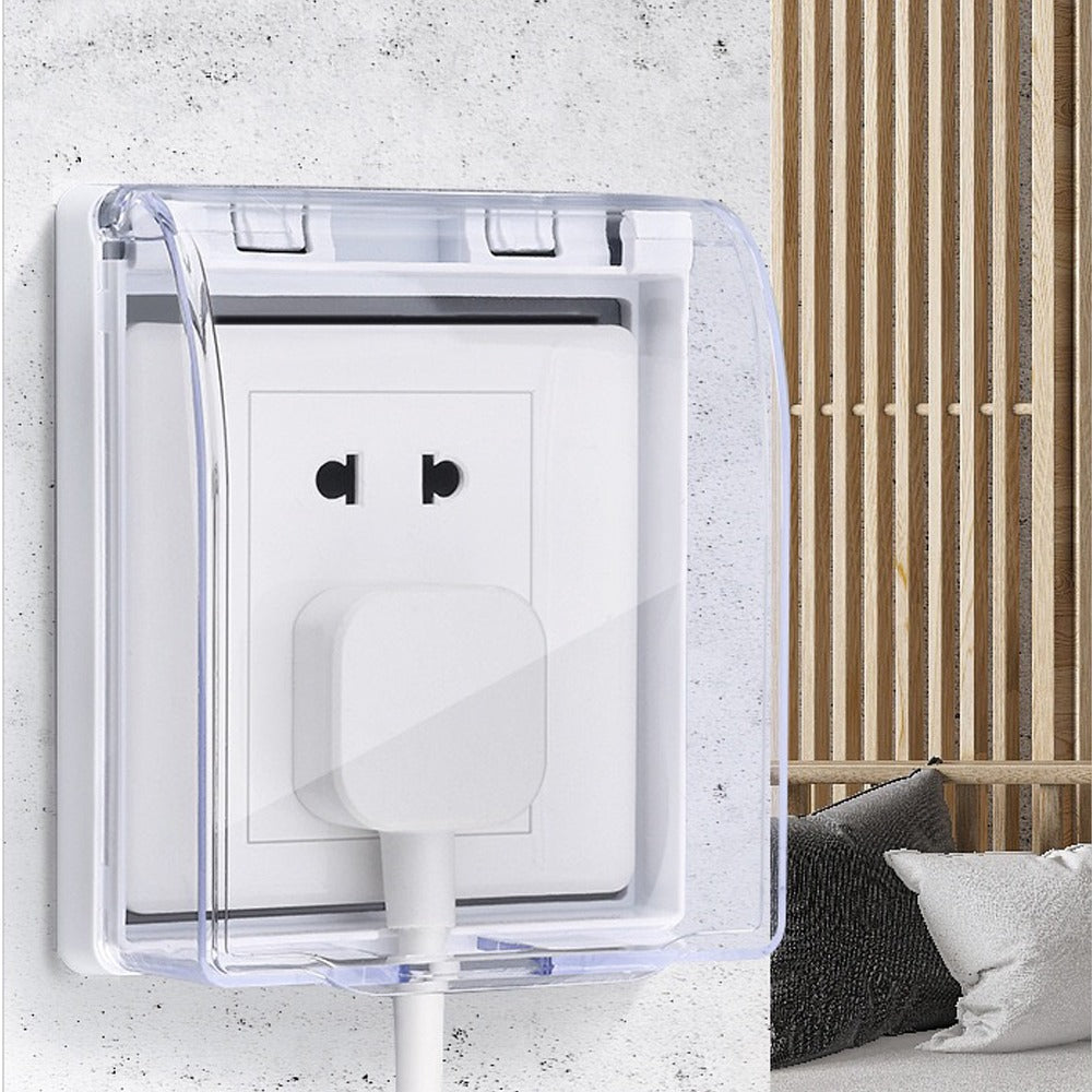 Switch Socket Waterproof Cover - Bathroom Splash-Proof Protector, Transparent Adhesive Box for Outlet Safety