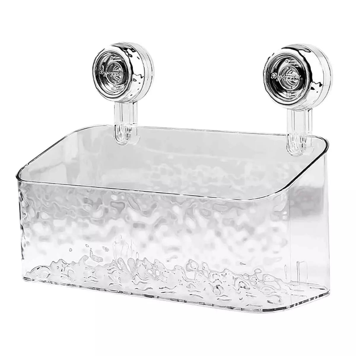 Bathroom wall organizer rack in white background.