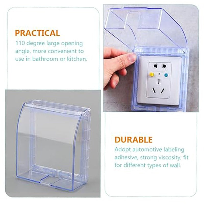 Switch Socket Waterproof Cover - Bathroom Splash-Proof Protector, Transparent Adhesive Box for Outlet Safety