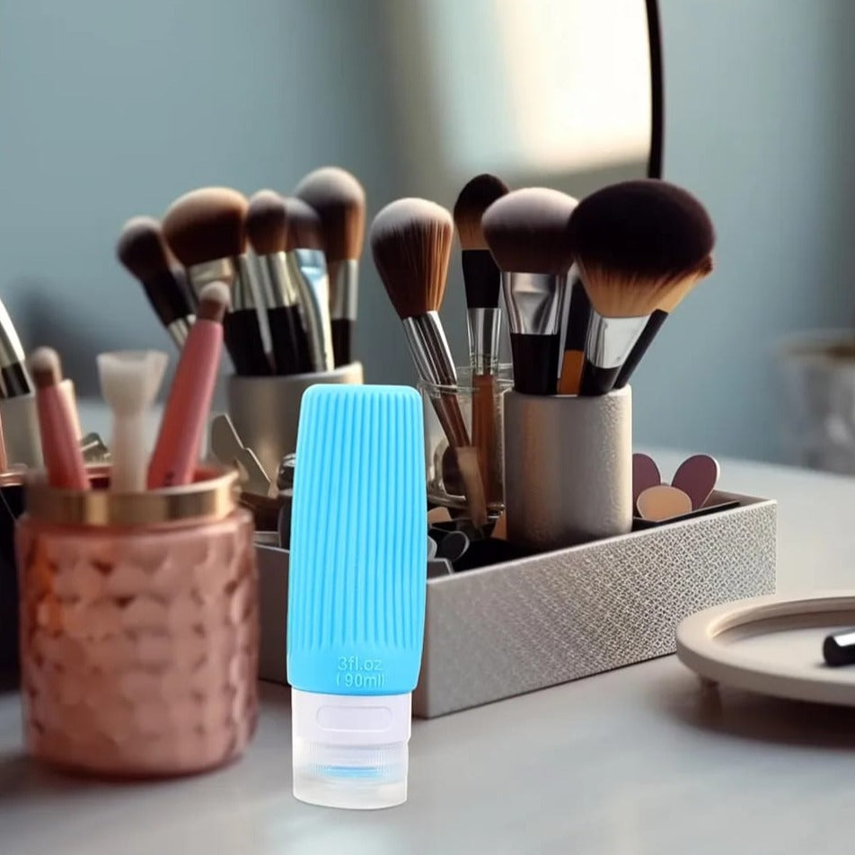 Travel Toiletry Bottle along with Makeup Items.