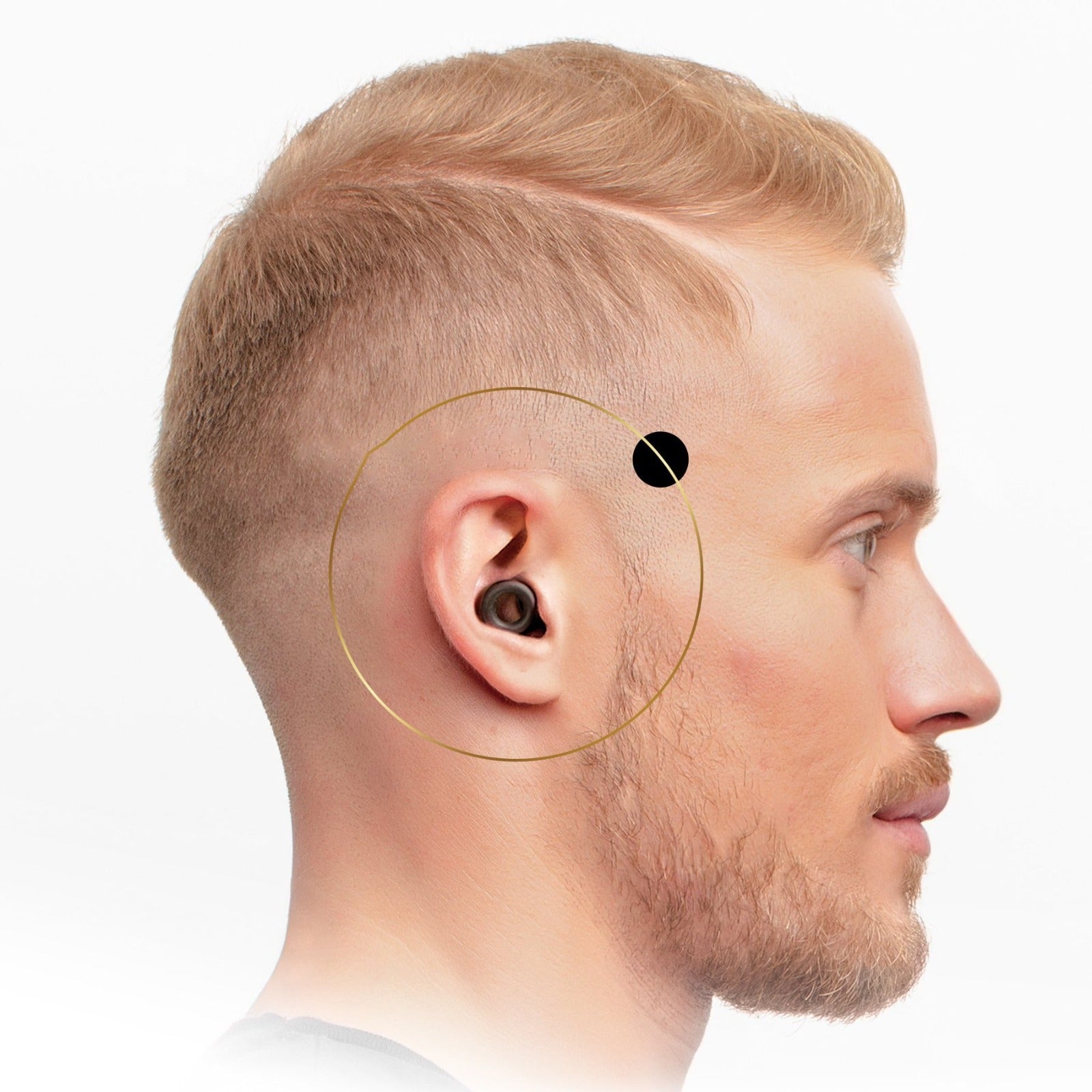 A Man with Sleep Earplug.