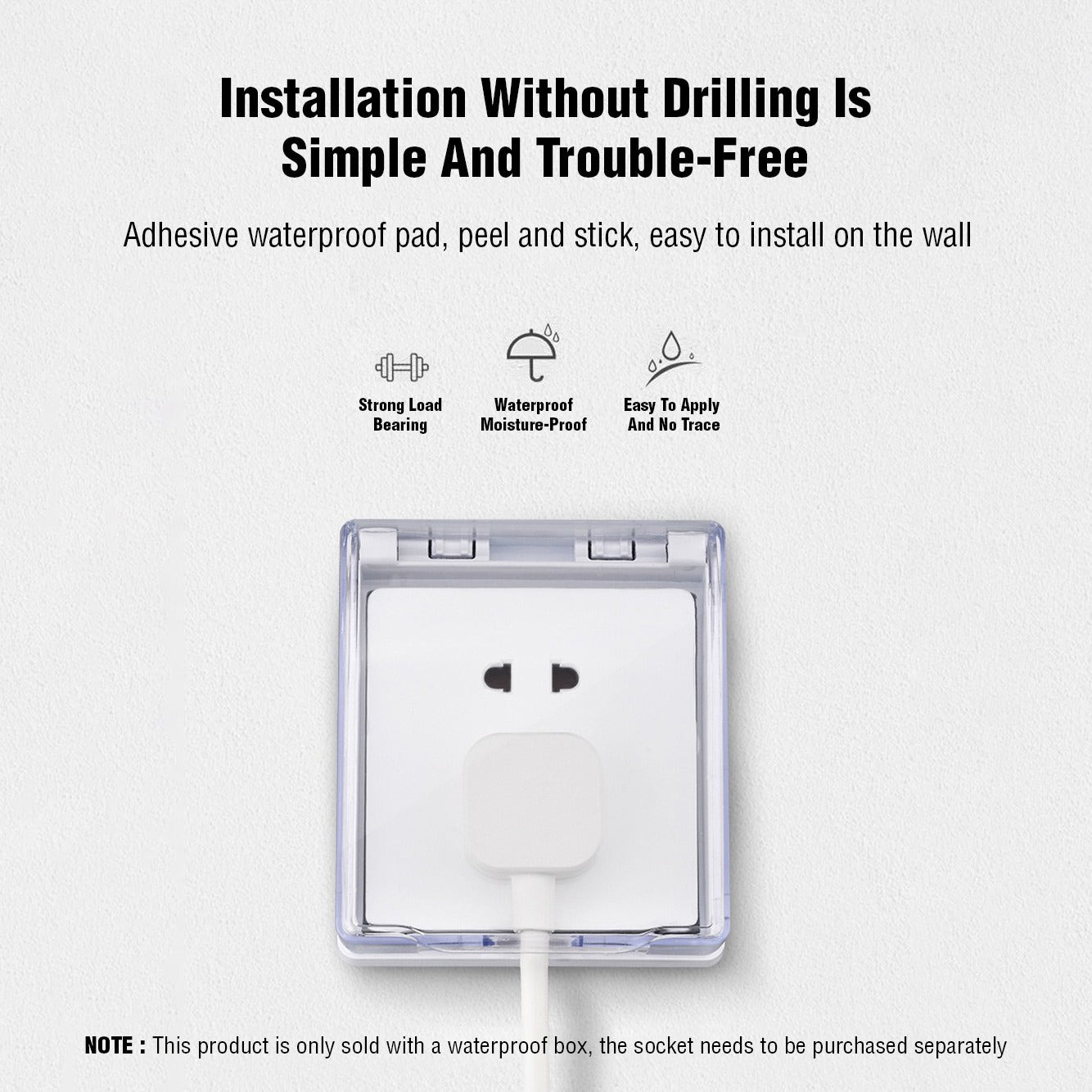 Switch Socket Waterproof Cover - Bathroom Splash-Proof Protector, Transparent Adhesive Box for Outlet Safety