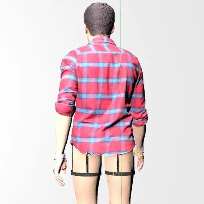 man wearing Mens Shirt Stays Garters