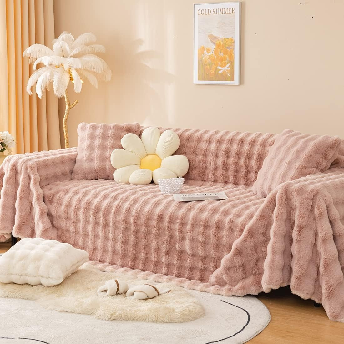 Faux fur couch cover