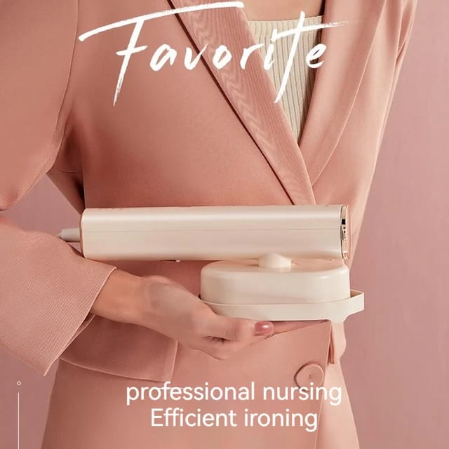 lady holding Portable handheld steam and Press Iron