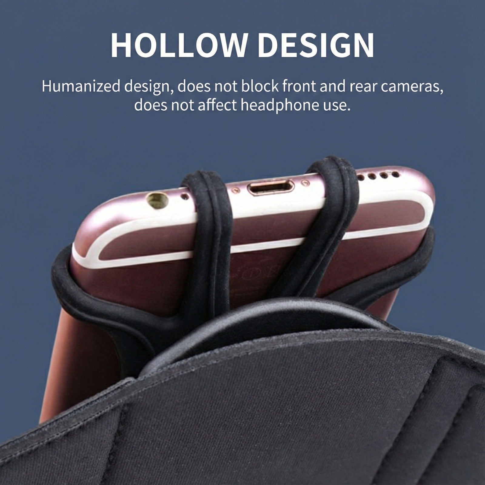 Hollow design of a sports armband phone holder.