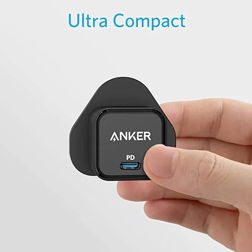 man holding anker USB c port high speed mini charger