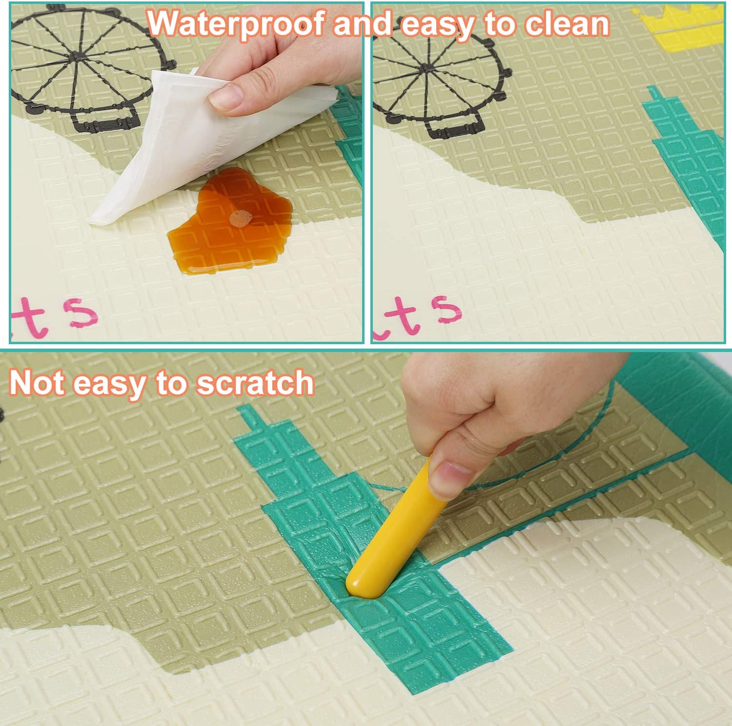 Foldable Baby Crawling Play Mat, Waterproof, Soundproof, Anti-Slip